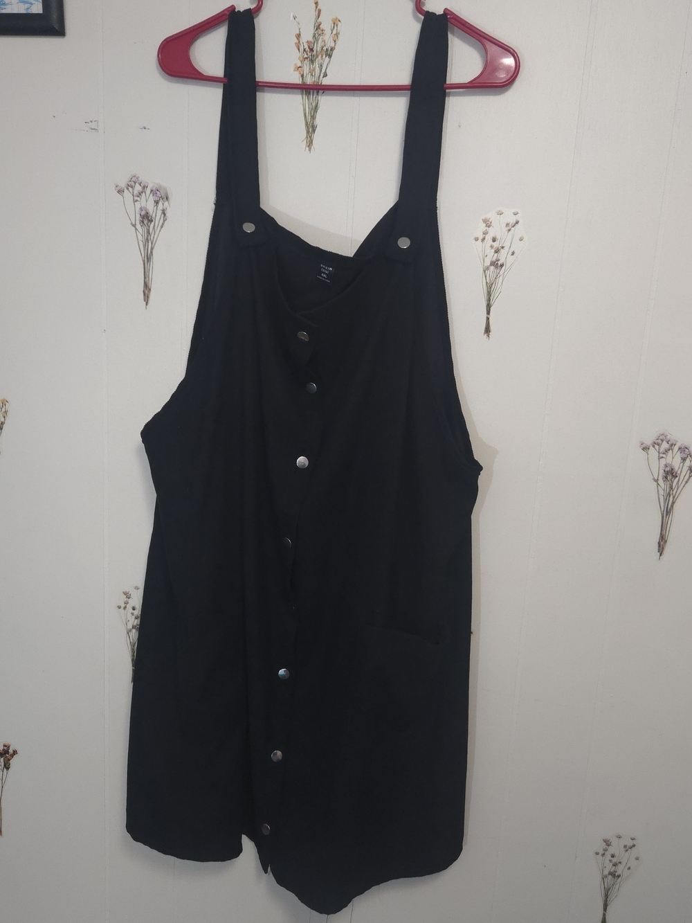 SHEIN Black Button-Front Pinafore Dress